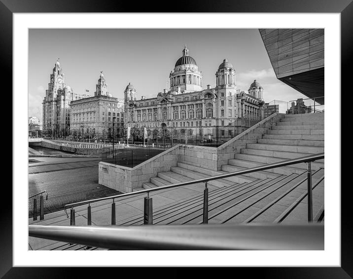 Liverpool waterfront in monochrome Framed Mounted Print by Jason Wells