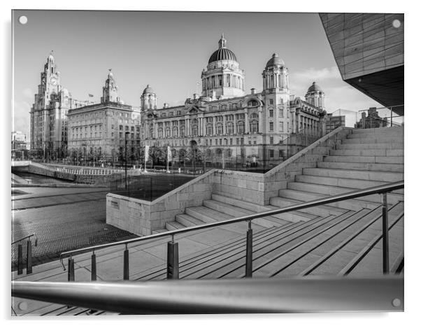 Liverpool waterfront in monochrome Acrylic by Jason Wells