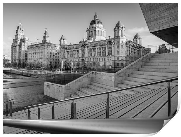 Liverpool waterfront in monochrome Print by Jason Wells