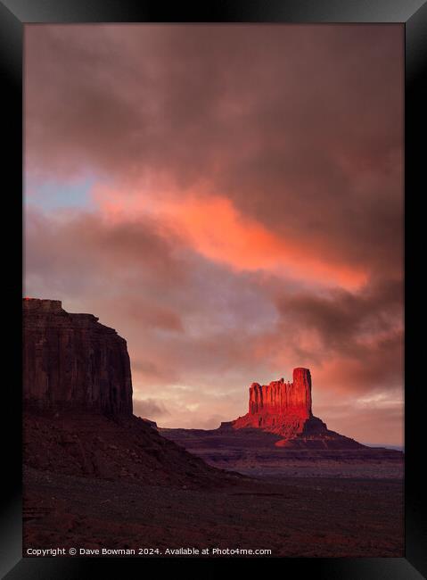 Sunset in Monument Valley Framed Print by Dave Bowman