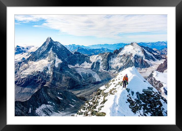 Alpine climbers on a mountain Framed Mounted Print by Julian Carnell