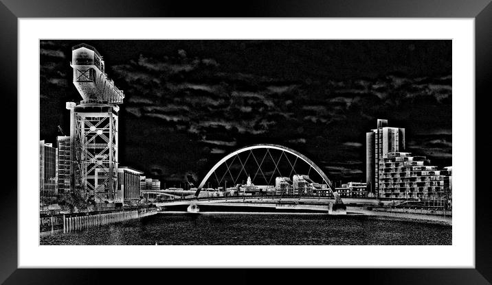 Glasgow Clydeside, Finnieston crane and Clyde Arc Framed Mounted Print by Allan Durward Photography