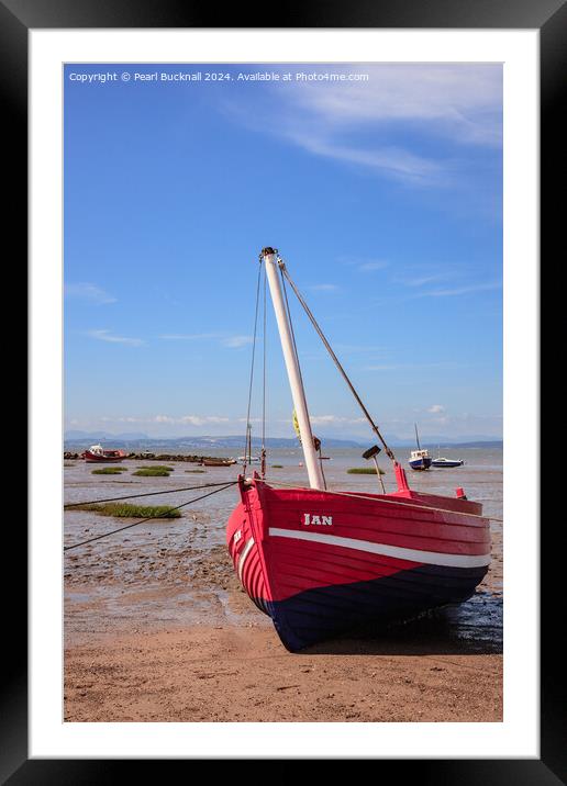 Red Boat in Morecambe Bay Lancashire Framed Mounted Print by Pearl Bucknall