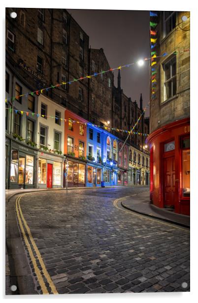 Victoria Street In Edinburgh At Night Acrylic by Artur Bogacki
