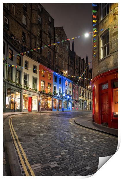 Victoria Street In Edinburgh At Night Print by Artur Bogacki