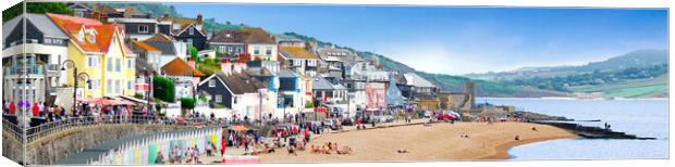 Lyme Regis Beach Front Panorama  Canvas Print by Alison Chambers