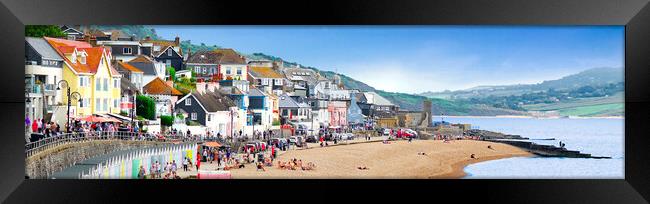 Lyme Regis Beach Front Panorama  Framed Print by Alison Chambers