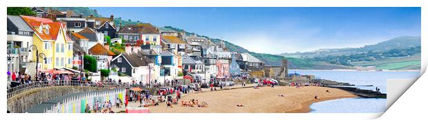 Lyme Regis Beach Front Panorama  Print by Alison Chambers