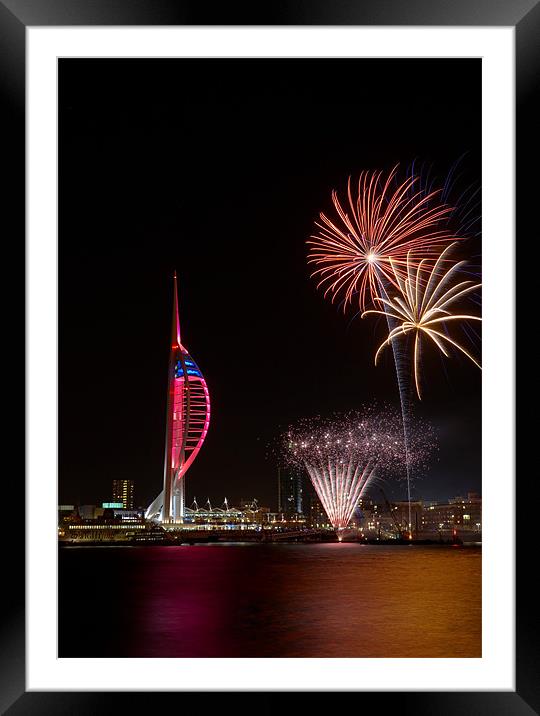 Spinnaker Tower Fireworks Framed Mounted Print by Sharpimage NET