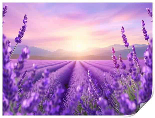 Lavender field of Dreams Print by T2 