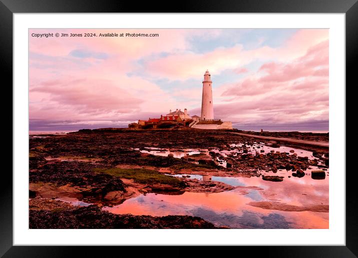 Pink and Blue St Mary's Island. Framed Mounted Print by Jim Jones