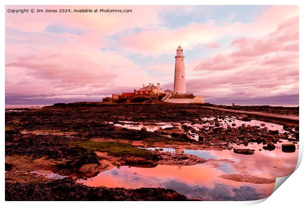 Pink and Blue St Mary's Island. Print by Jim Jones