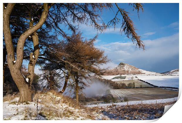Roseberry topping in the snow 1041 Print by PHILIP CHALK