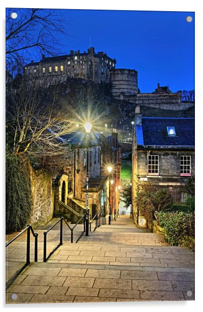 Edinburgh from The Vennel  Acrylic by Darren Galpin