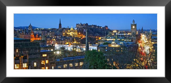 Edinburgh at Night Framed Mounted Print by Darren Galpin