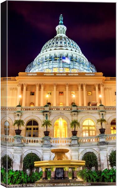 US Capitol South Side Construction Night Stars Washington DC Canvas Print by William Perry