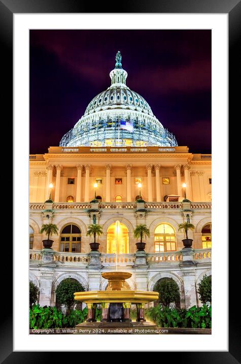 US Capitol South Side Construction Night Stars Washington DC Framed Mounted Print by William Perry