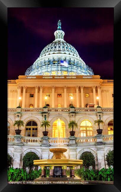 US Capitol South Side Construction Night Stars Washington DC Framed Print by William Perry