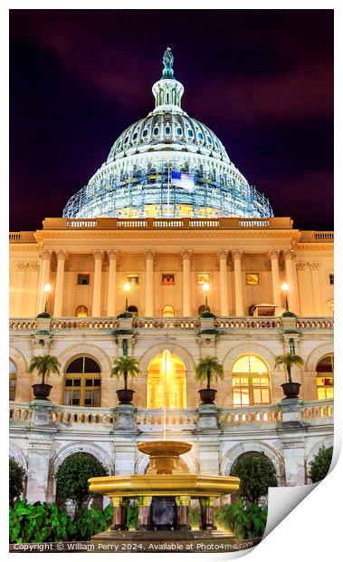 US Capitol South Side Construction Night Stars Washington DC Print by William Perry