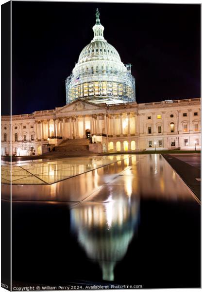 US Capitol North Side Construction Night Stars Washington DC Ref Canvas Print by William Perry