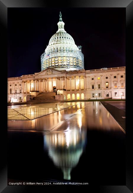 US Capitol North Side Construction Night Stars Washington DC Ref Framed Print by William Perry