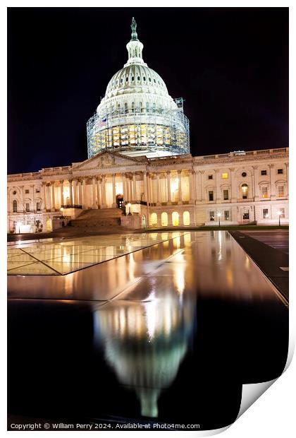 US Capitol North Side Construction Night Stars Washington DC Ref Print by William Perry