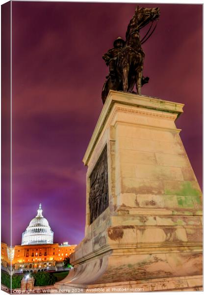 US Grant Statue US  Capitol Construction Washington DC Canvas Print by William Perry