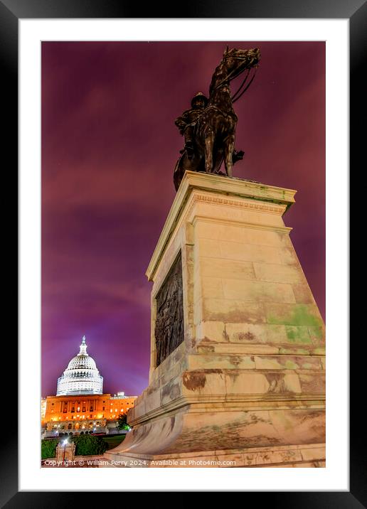 US Grant Statue US  Capitol Construction Washington DC Framed Mounted Print by William Perry
