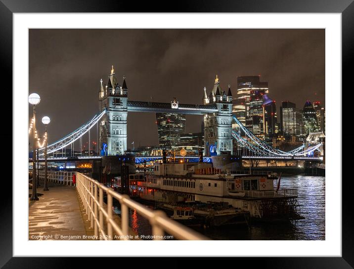 Walk Along Butler's Wharf Pier Framed Mounted Print by Benjamin Brewty