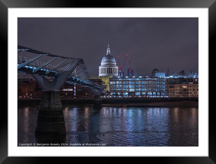St Paul's Cathedral & The Millennium Bridge  Framed Mounted Print by Benjamin Brewty