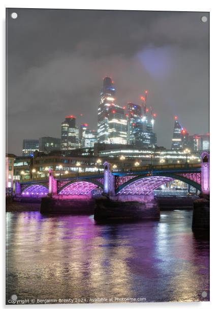 London Skyline Long Exposure Acrylic by Benjamin Brewty