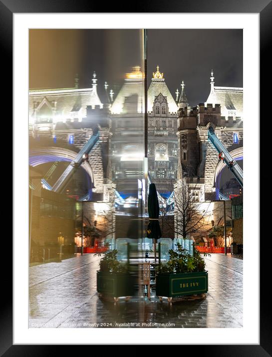 Tower Bridge Reflection Framed Mounted Print by Benjamin Brewty