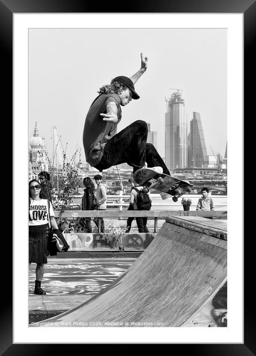 Skateboarder Framed Mounted Print by Mark Phillips