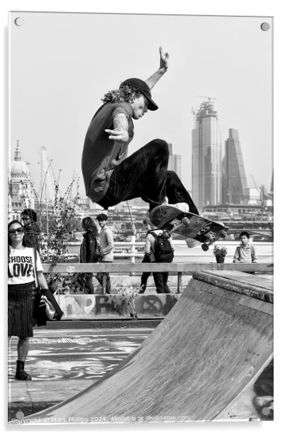 Skateboarder Acrylic by Mark Phillips