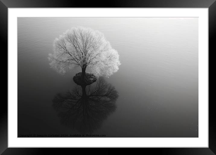 Artistic work, a tree in infrared, solitary in a strange perspective. Framed Mounted Print by Joaquin Corbalan