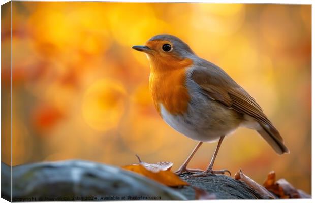 A delicate little robin bird, photographed from af Canvas Print by Joaquin Corbalan
