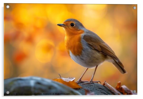 A delicate little robin bird, photographed from af Acrylic by Joaquin Corbalan