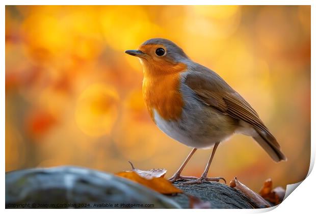 A delicate little robin bird, photographed from af Print by Joaquin Corbalan