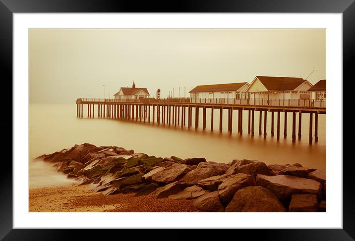 The Pier at Dawn Framed Mounted Print by Gill Allcock