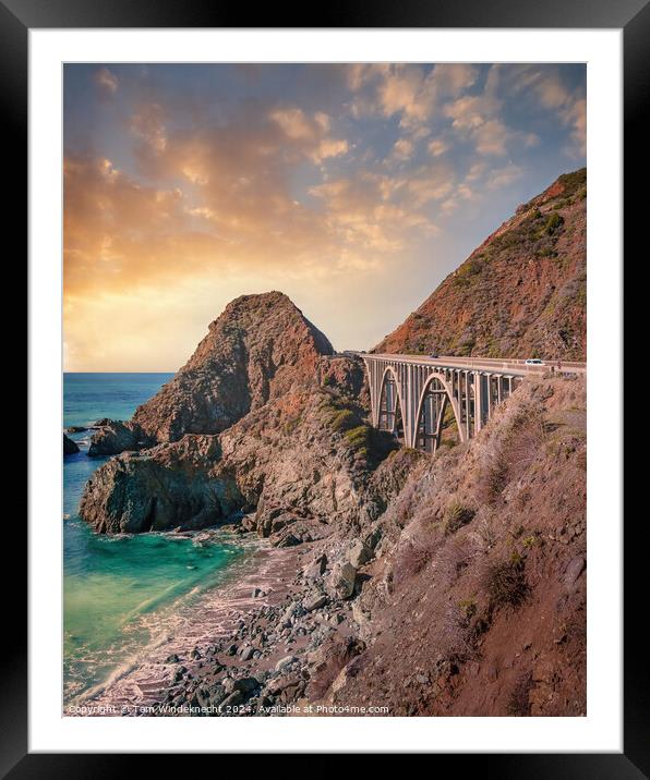 Big Creek Bridge on the PCH - Big Sur California Framed Mounted Print by Tom Windeknecht