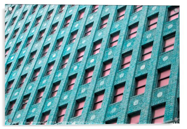 Blue Brick Building with Pink Windows Acrylic by Tom Windeknecht