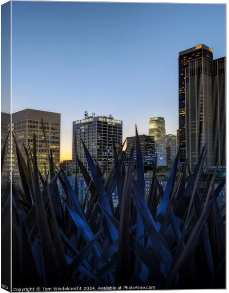 Downtown Los Angeles LA at Blue Hour Canvas Print by Tom Windeknecht