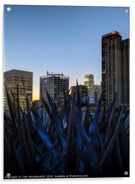 Downtown Los Angeles LA at Blue Hour Acrylic by Tom Windeknecht