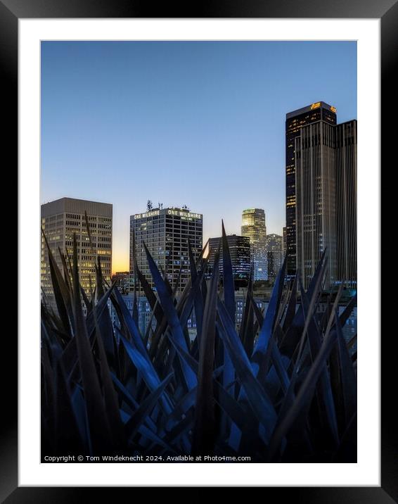 Downtown Los Angeles at Dusk Framed Mounted Print by Tom Windeknecht