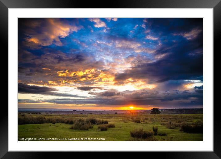 Sunset Over Ashdown Forest Framed Mounted Print by Chris Richards