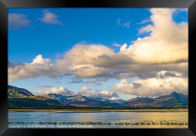 Snowdonia from Porthmadog at Golden Hour Framed Print by Chris Richards