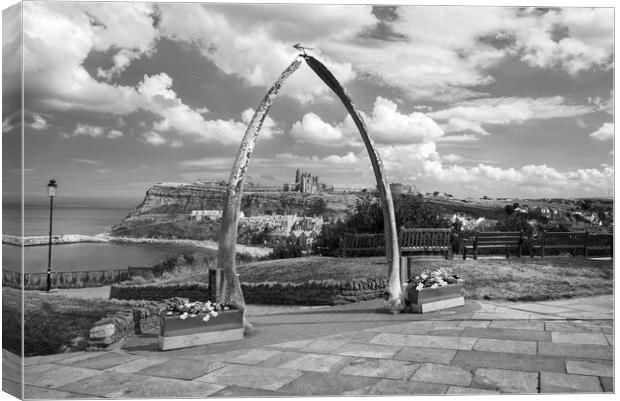 Whitby Whalebone Arch BW Canvas Print by Alison Chambers