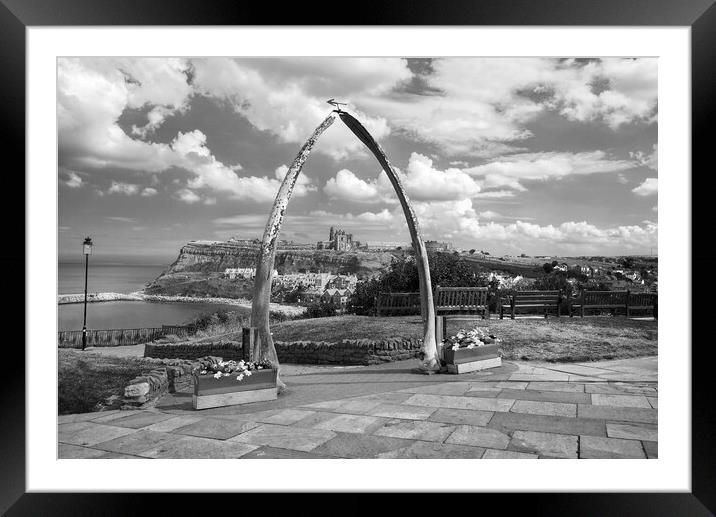 Whitby Whalebone Arch BW Framed Mounted Print by Alison Chambers