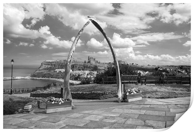 Whitby Whalebone Arch BW Print by Alison Chambers