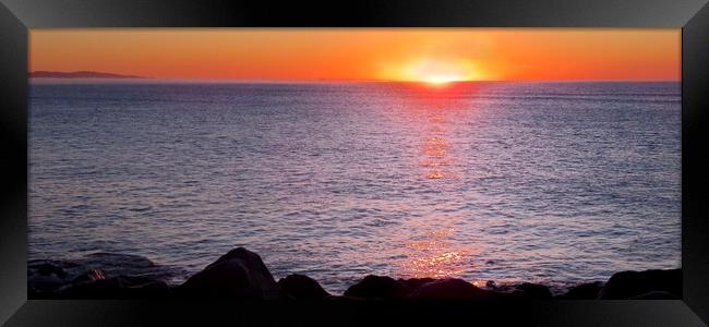 Sunrise at Lyme Regis Panoramic  Framed Print by Beryl Curran